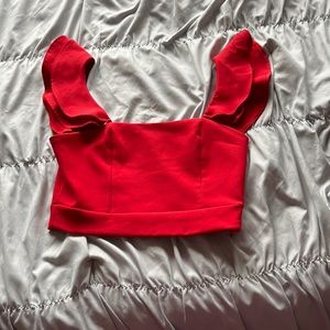 Red ruffle top